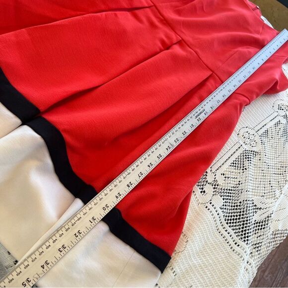 Liz Claiborne Color Block Orange, White Black Sleeveless Belted Dress Size 14P - Picture 8 of 8